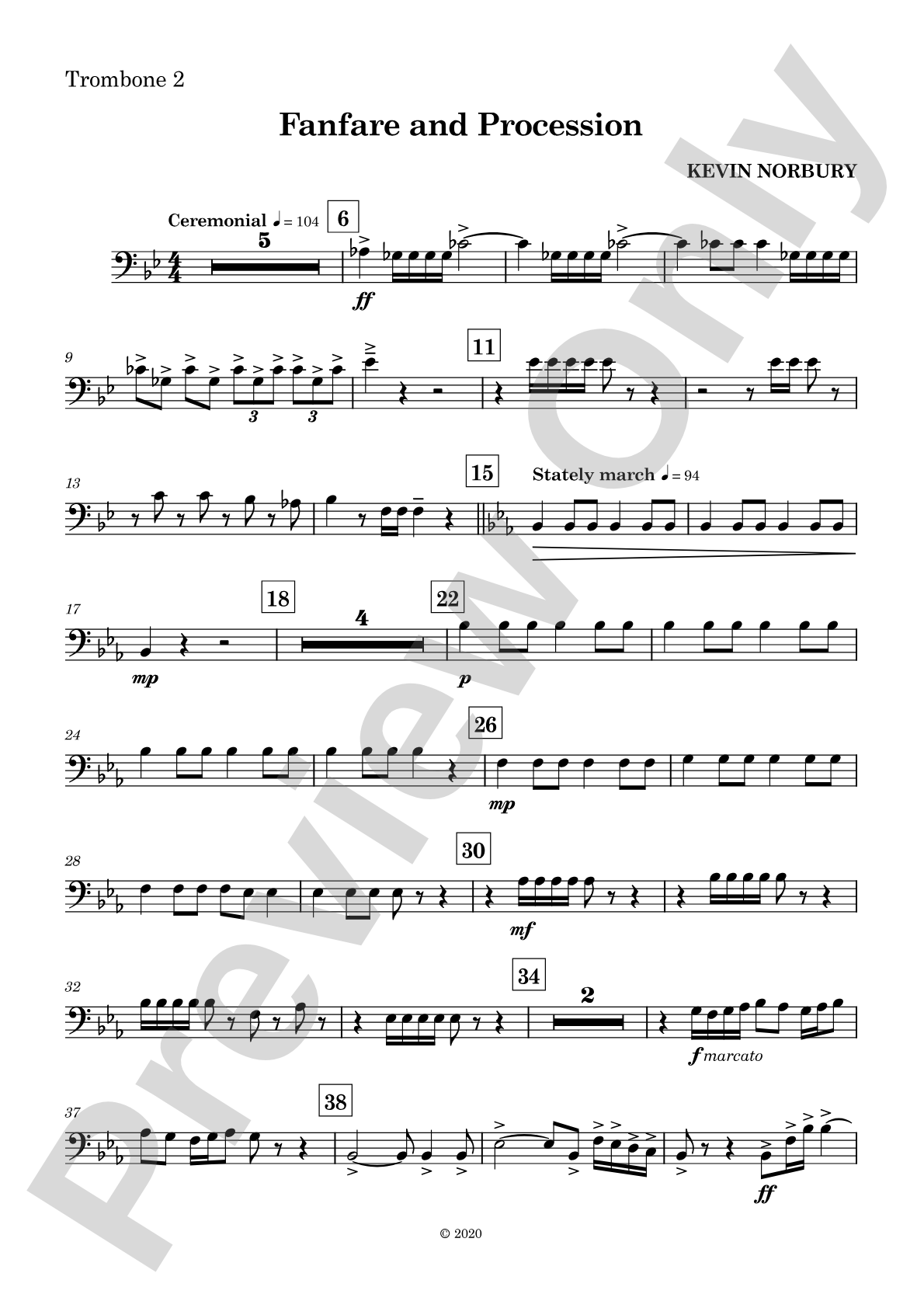 Fanfare and Procession: 2nd Trombone