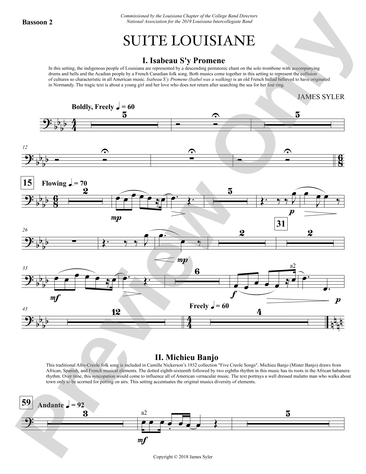 Suite Louisiane: 2nd Bassoon
