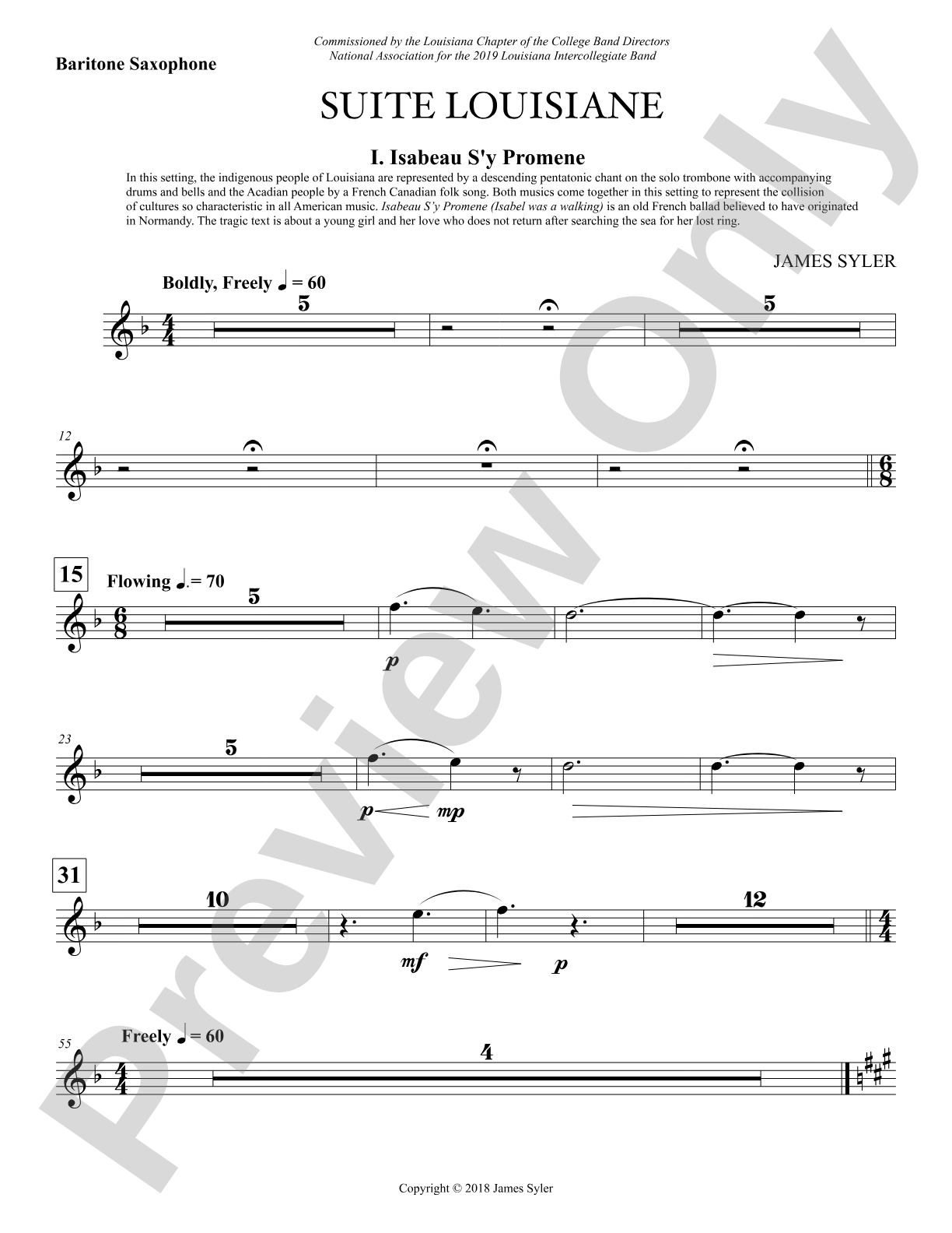 Suite Louisiane: E-flat Baritone Saxophone