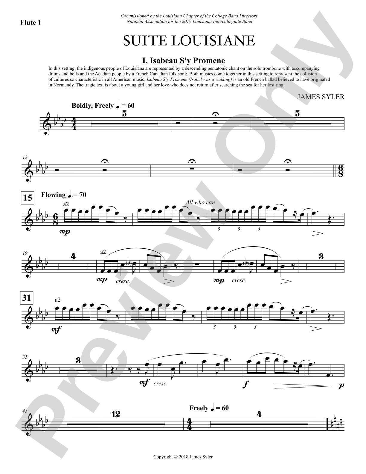 Suite Louisiane: Flute