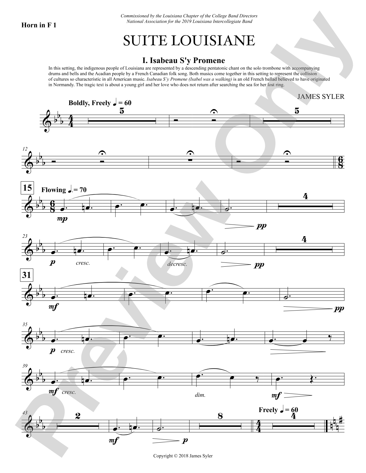 Suite Louisiane: 1st F Horn