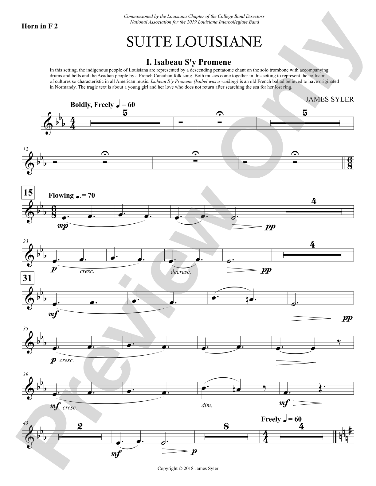 Suite Louisiane: 2nd F Horn