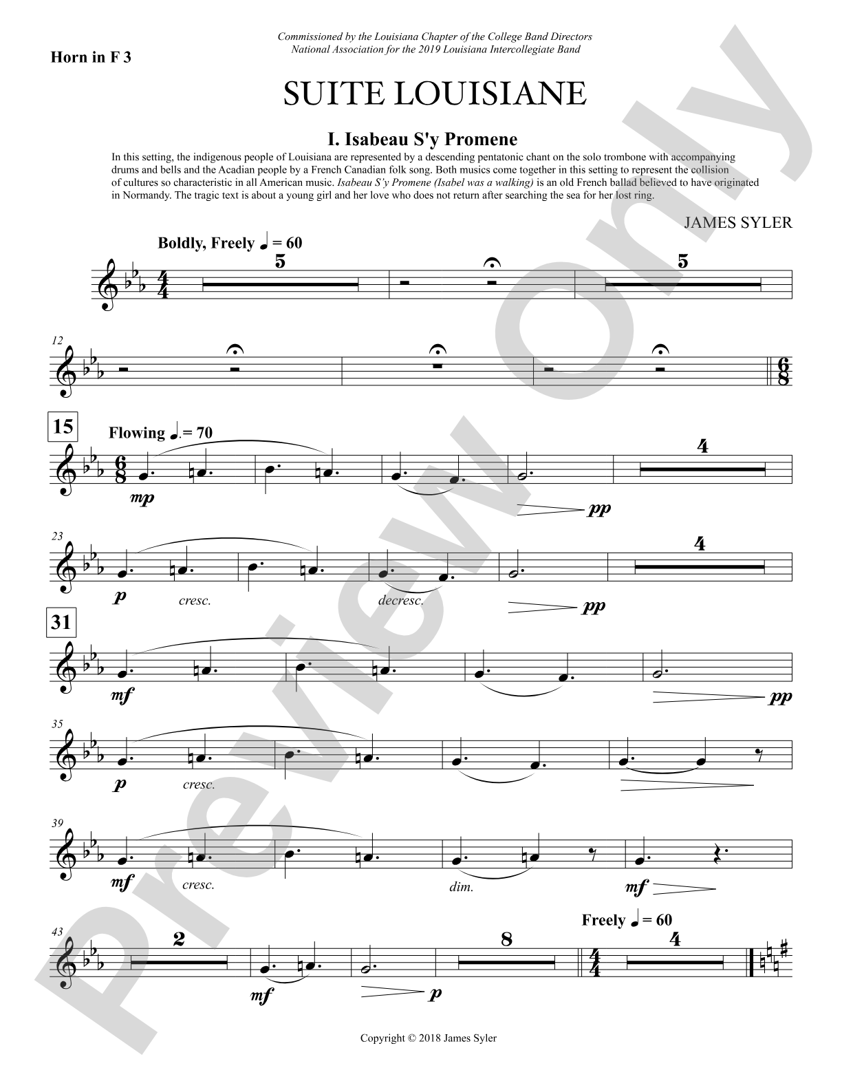 Suite Louisiane: 3rd F Horn