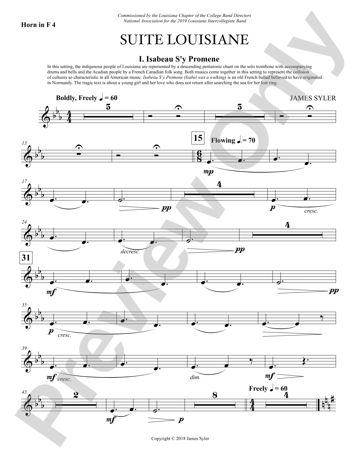 Suite Louisiane: 4th F Horn