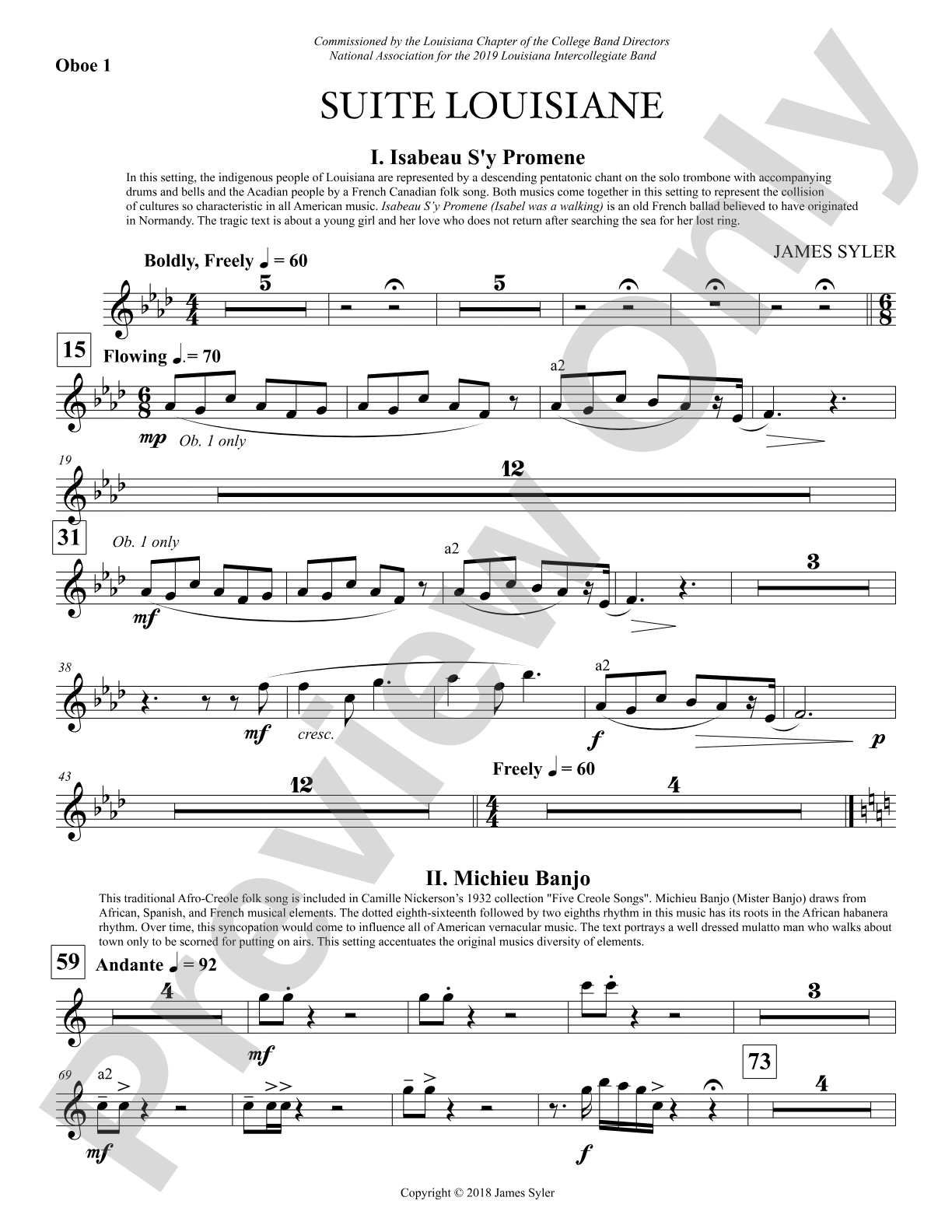 Suite Louisiane: Oboe