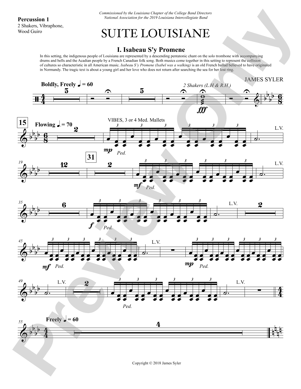 Suite Louisiane: 1st Percussion