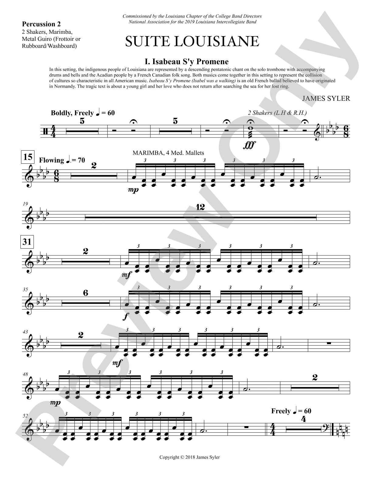 Suite Louisiane: 2nd Percussion