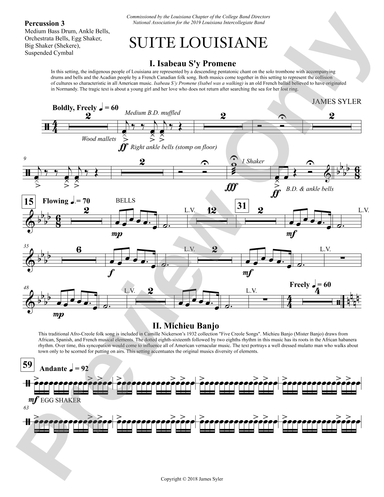 Suite Louisiane: 3rd Percussion