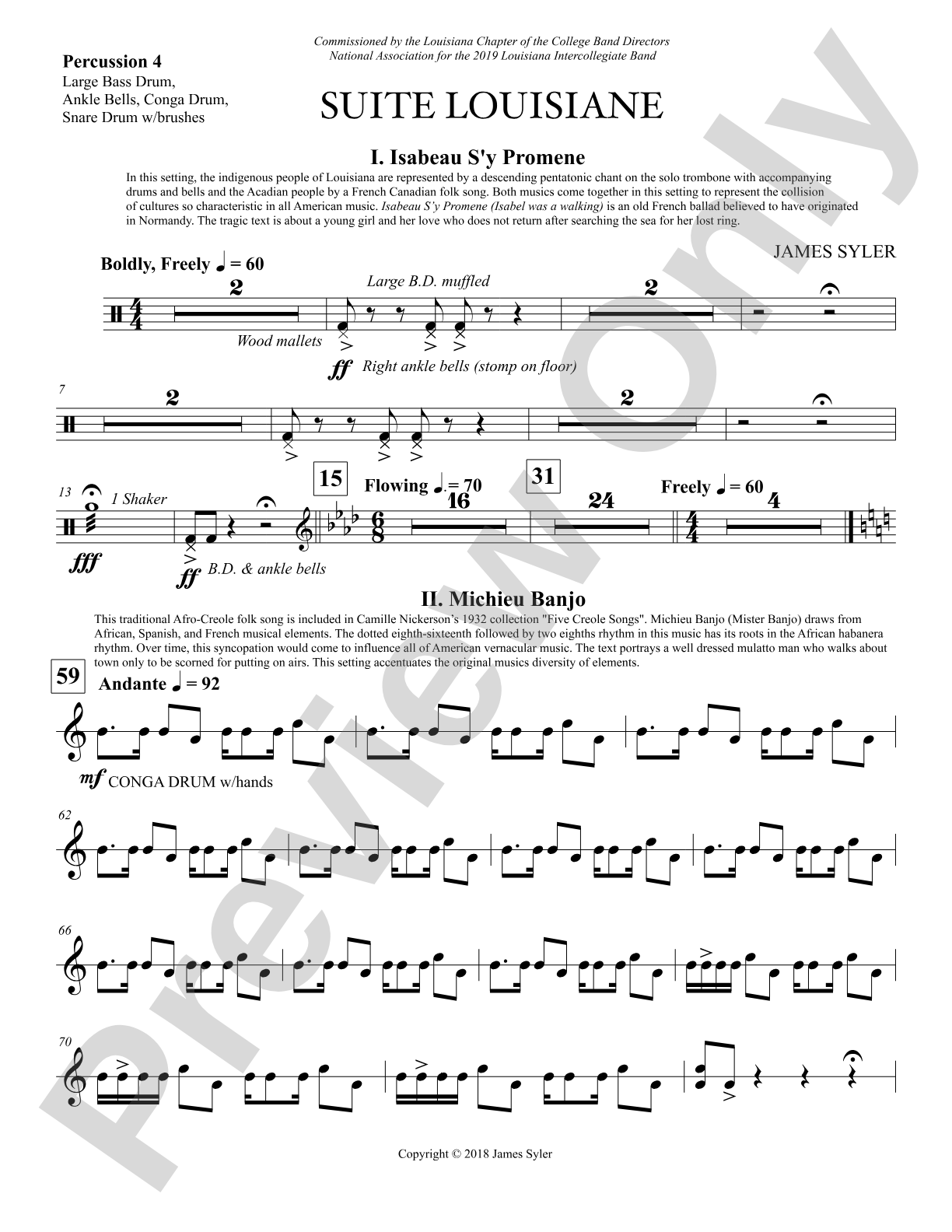 Suite Louisiane: 4th Percussion