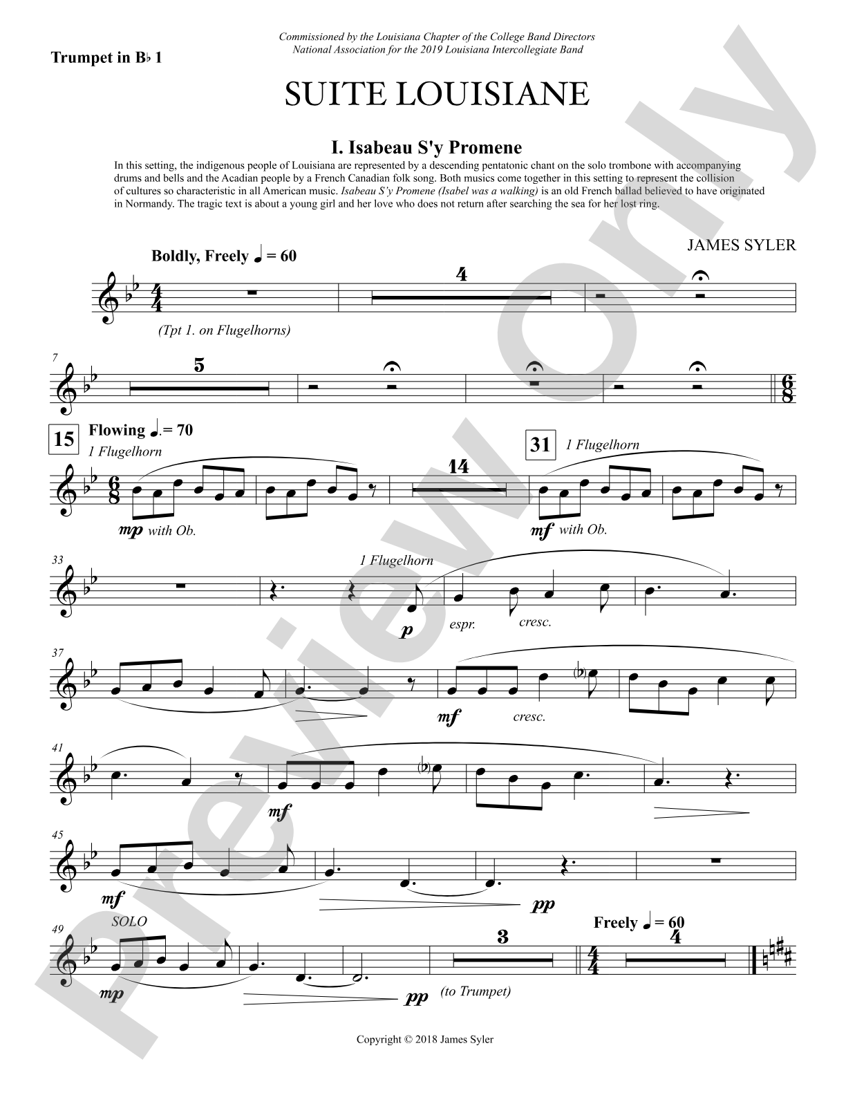 Suite Louisiane: 1st B-flat Trumpet
