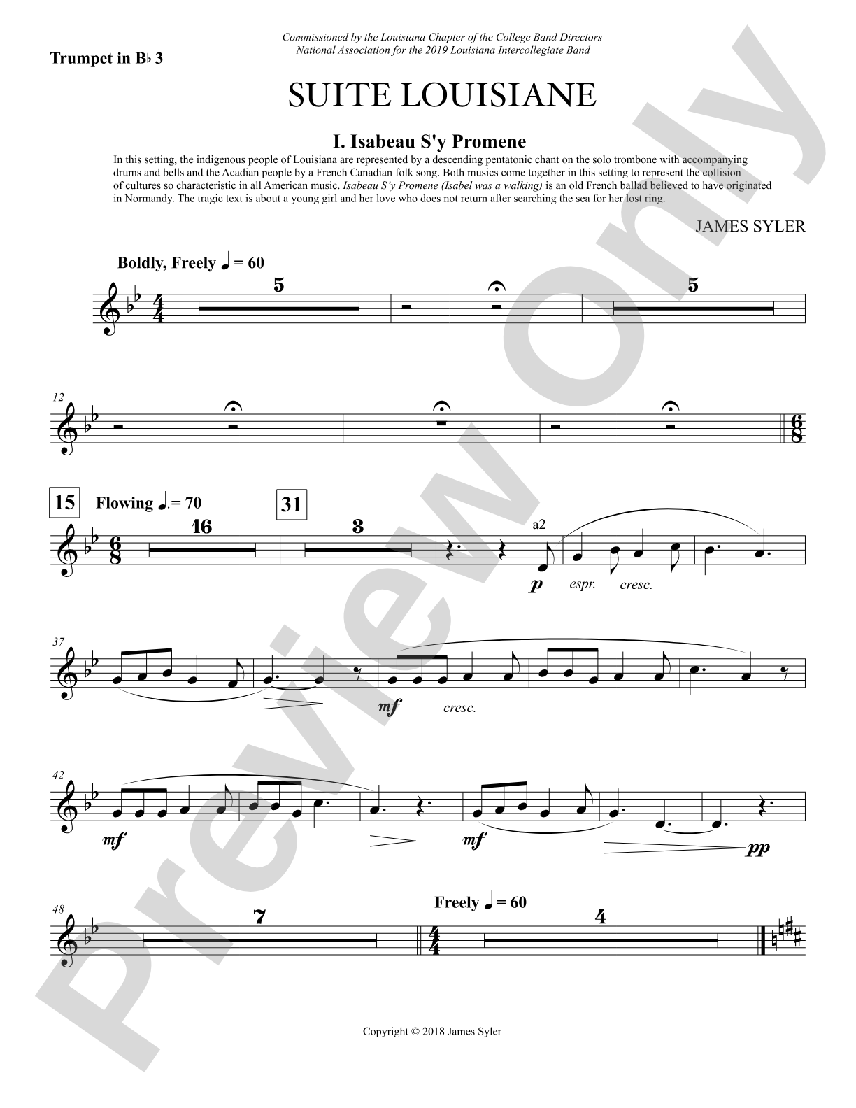 Suite Louisiane: 3rd B-flat Trumpet