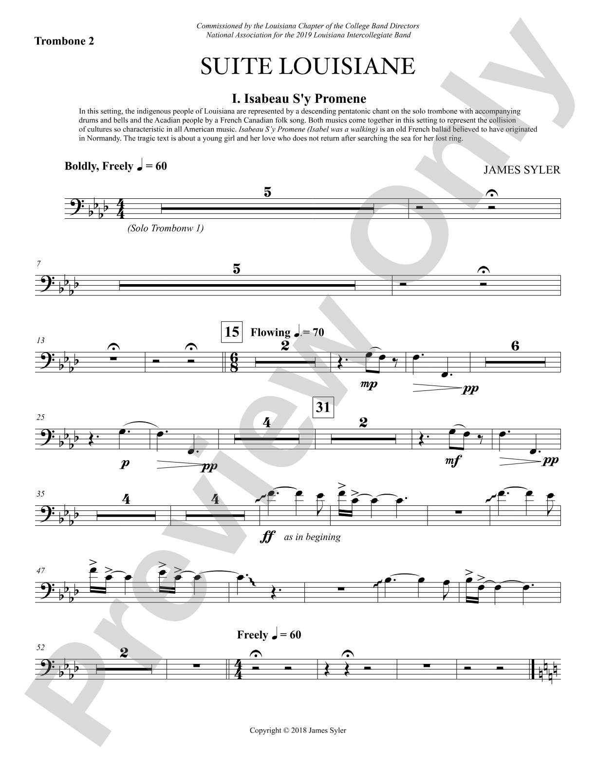 Suite Louisiane: 2nd Trombone