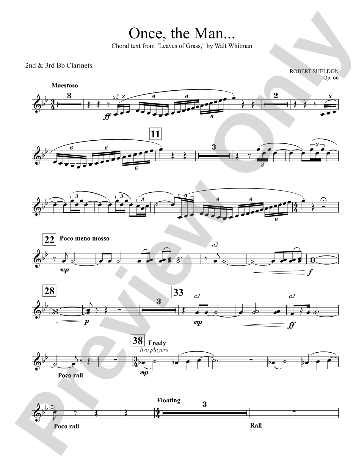 Once, the Man...: 2nd & 3rd B-flat Clarinets