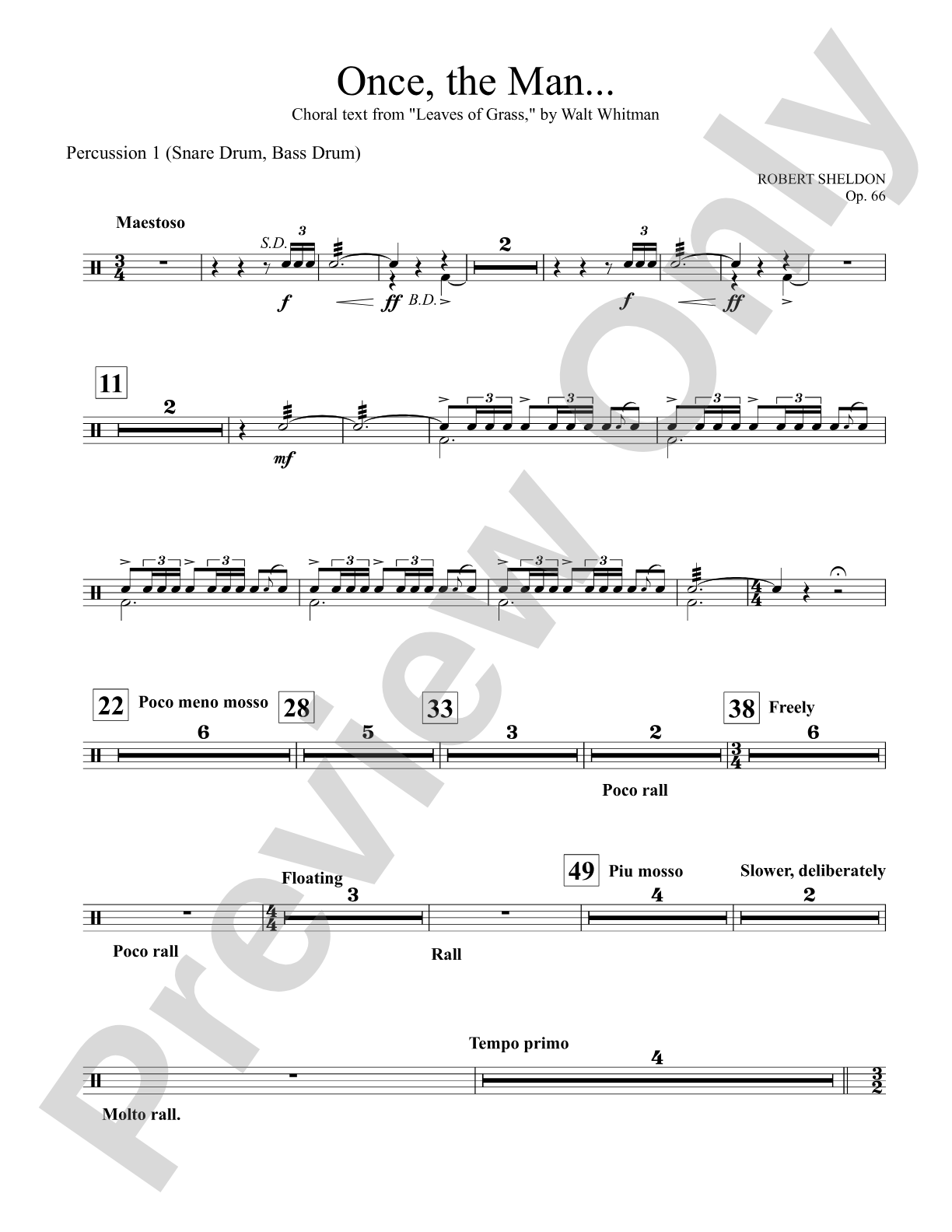 Once, the Man...: 1st Percussion
