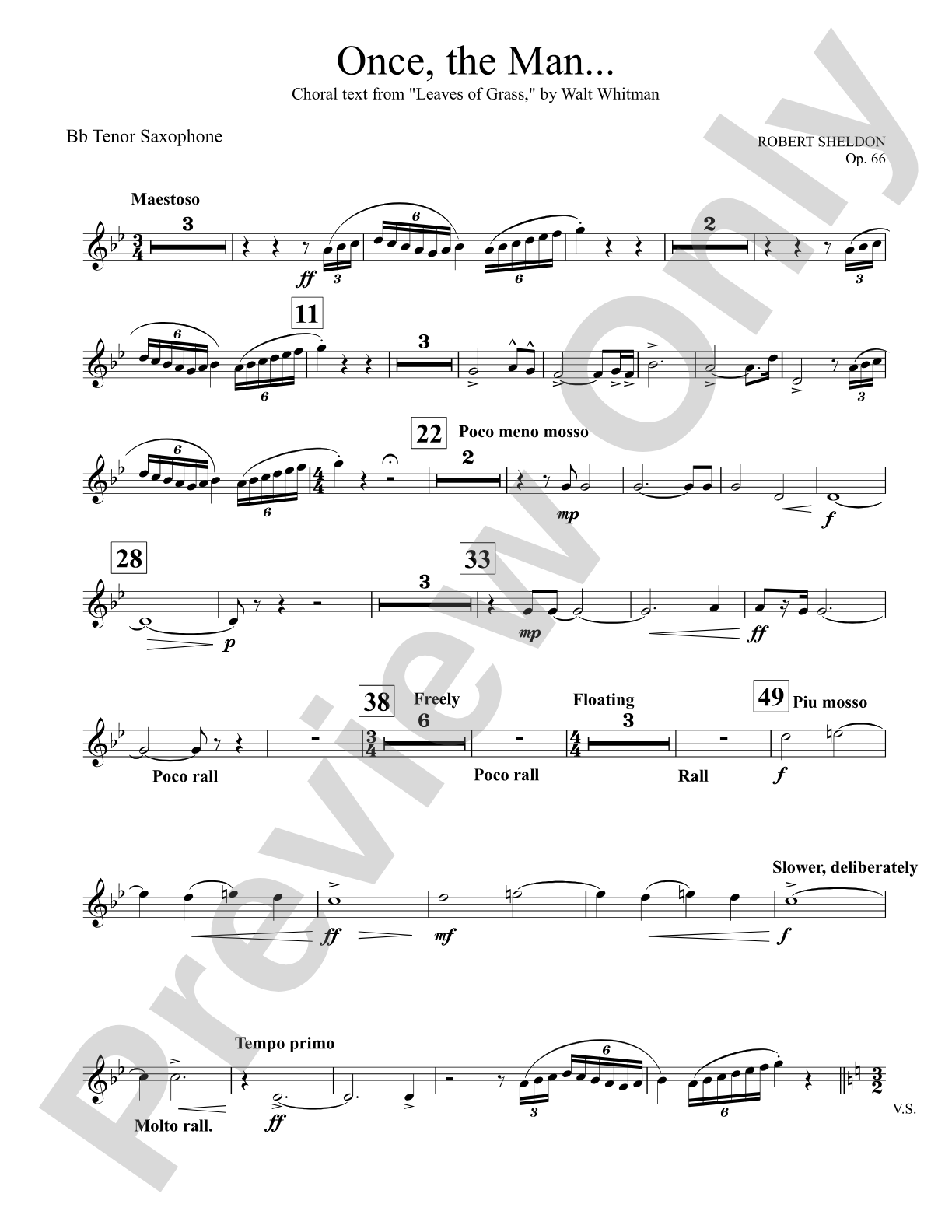 Once, the Man...: B-flat Tenor Saxophone
