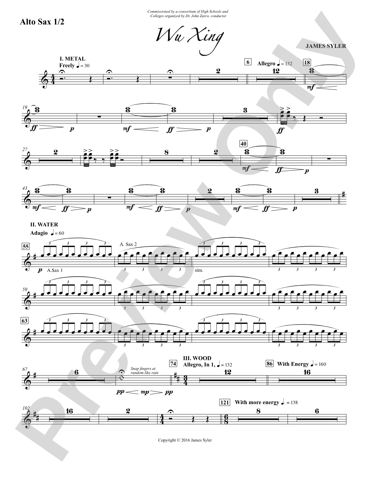 Wu Xing: 1st & 2nd E-flat Alto Saxophone