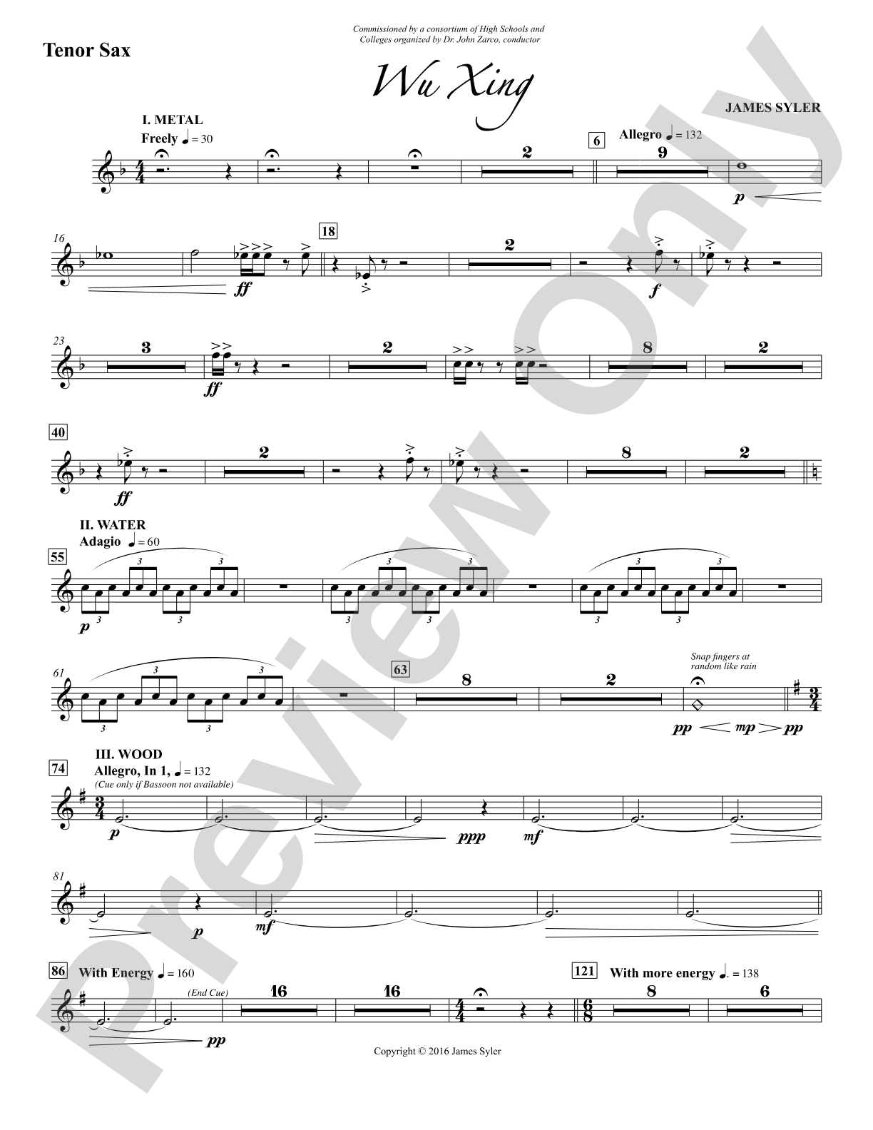 Wu Xing: B-flat Tenor Saxophone
