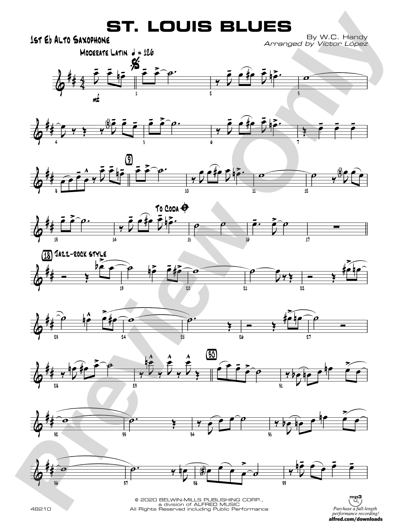 St. Louis Blues: E-flat Alto Saxophone