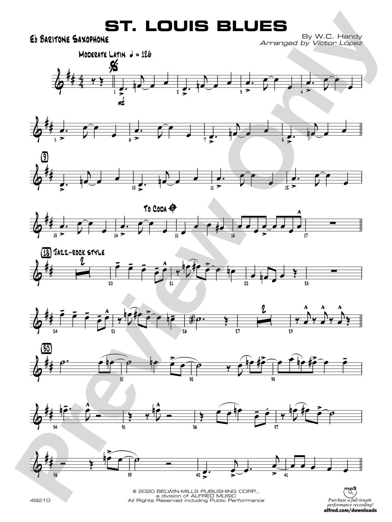 St. Louis Blues: E-flat Baritone Saxophone