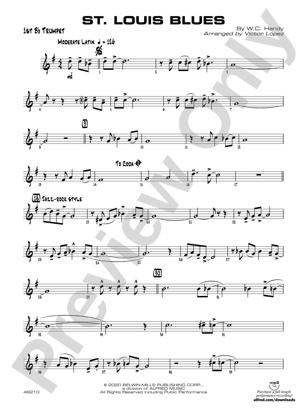 St. Louis Blues: 1st B-flat Trumpet