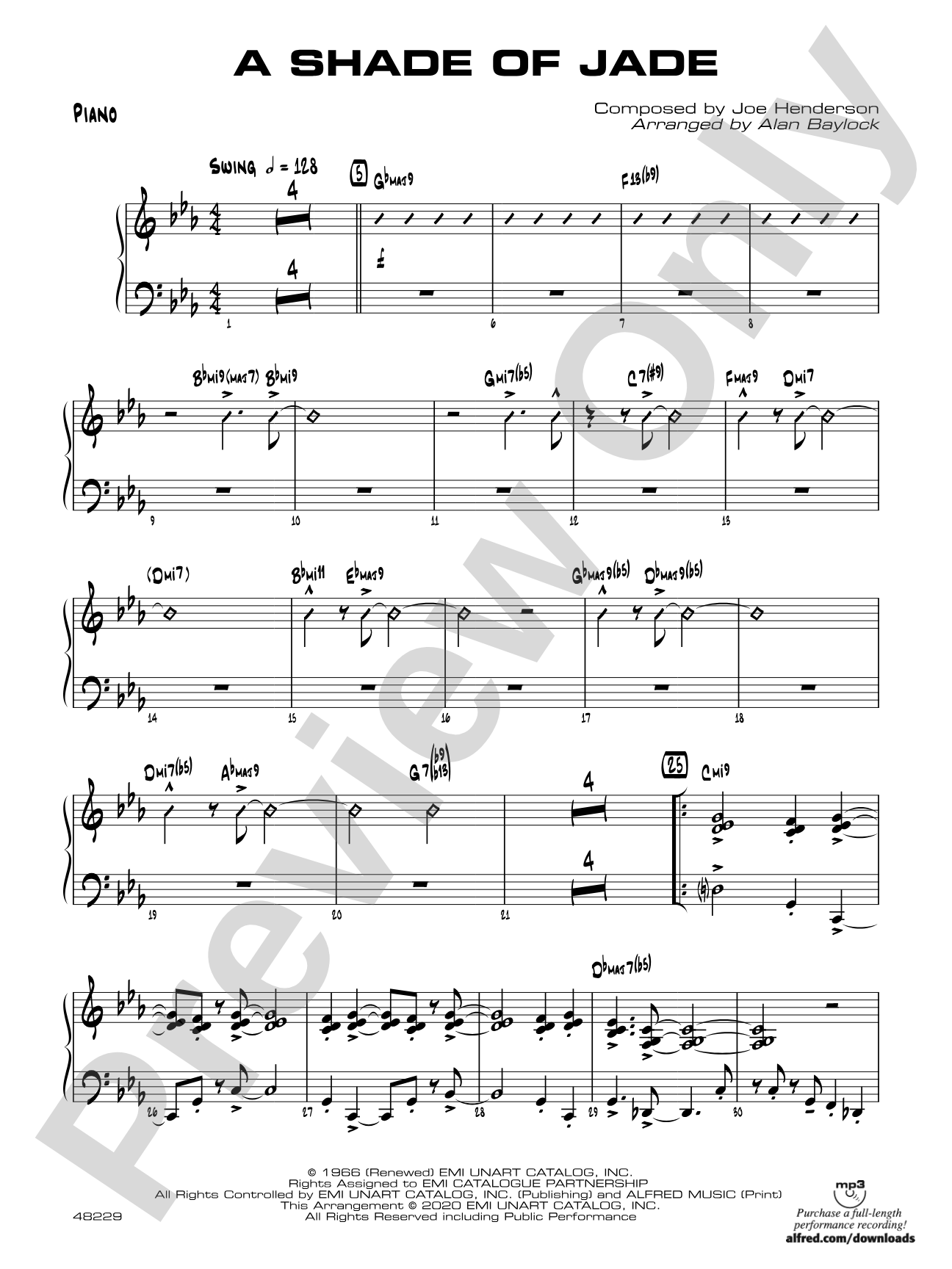 A Shade of Jade: Piano Accompaniment
