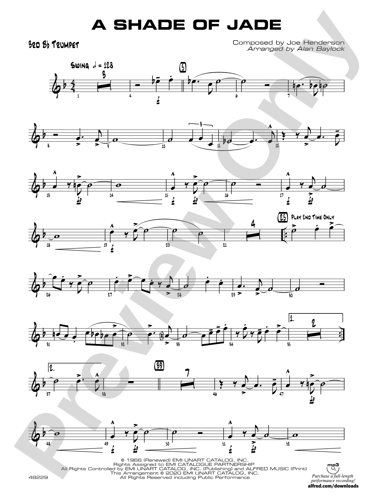 A Shade of Jade: 3rd B-flat Trumpet