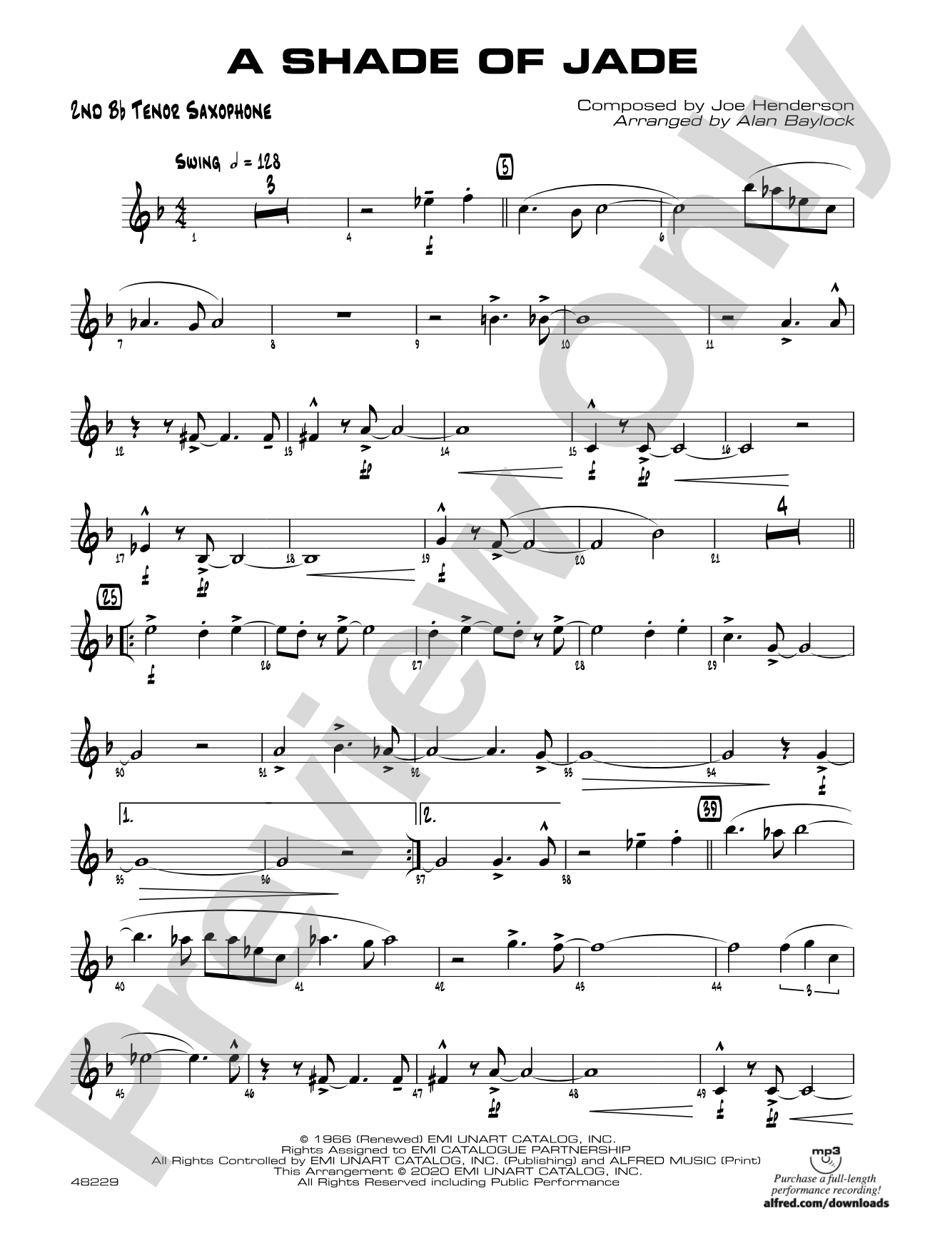 A Shade of Jade: 2nd B-flat Tenor Saxophone