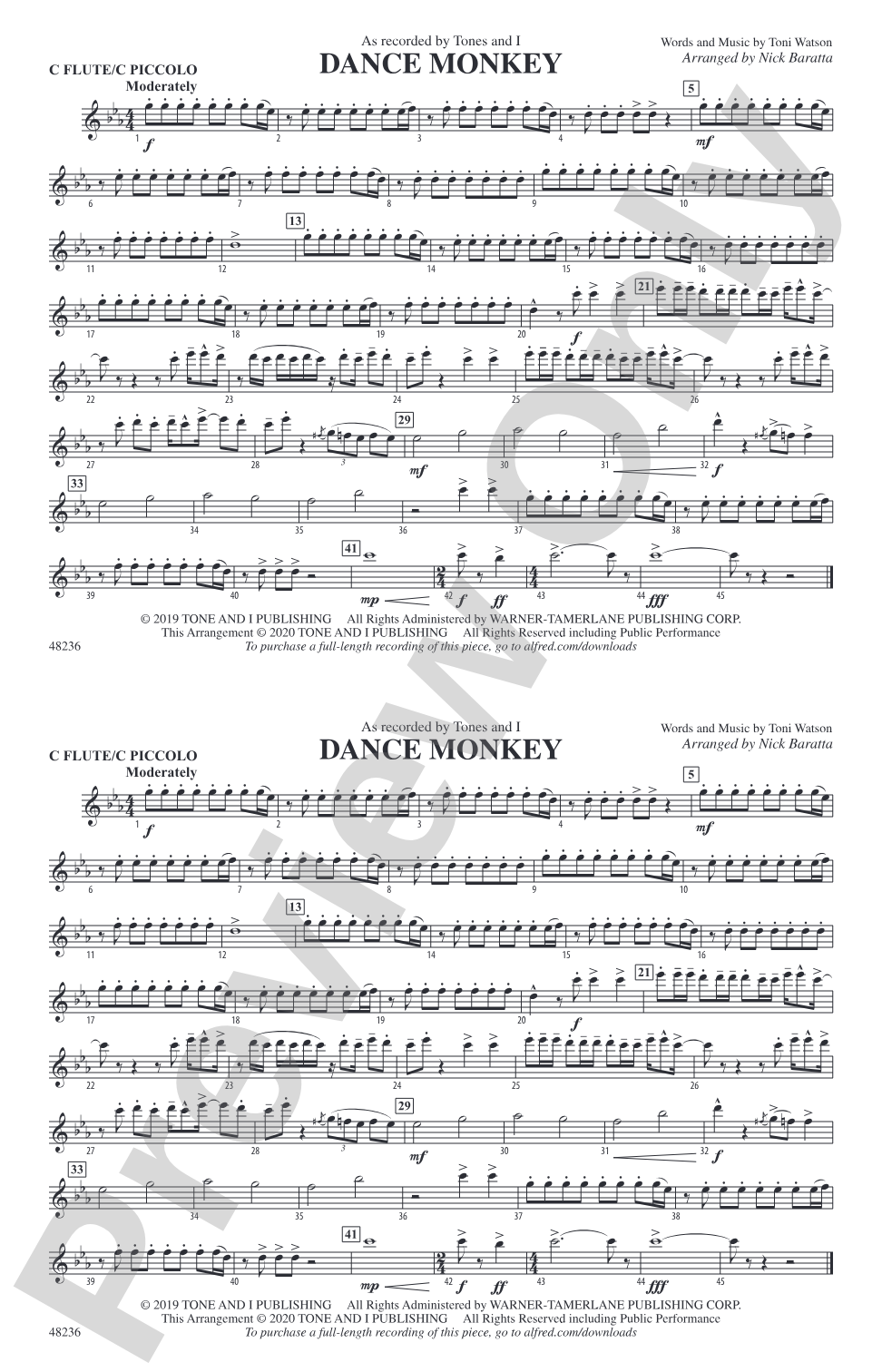 Dance Monkey: Flute
