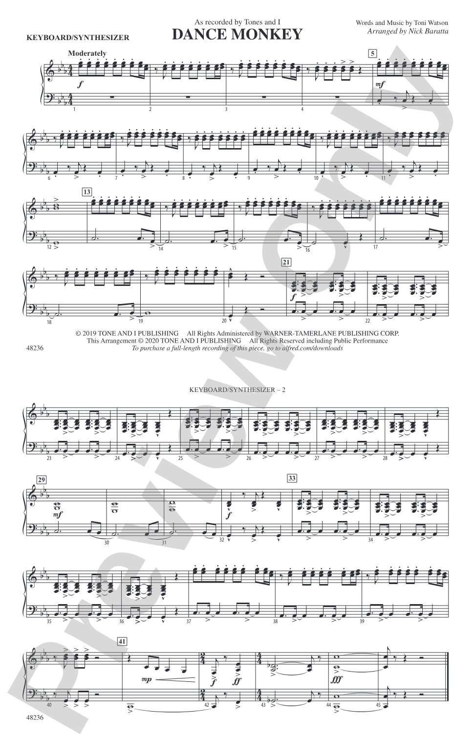 Dance Monkey: Piano Accompaniment