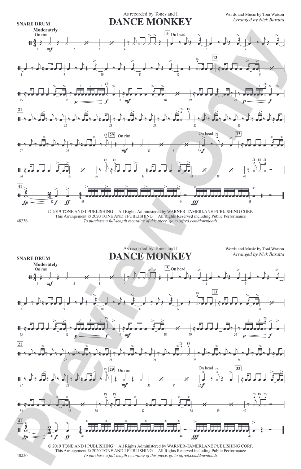 Dance Monkey: Snare Drum