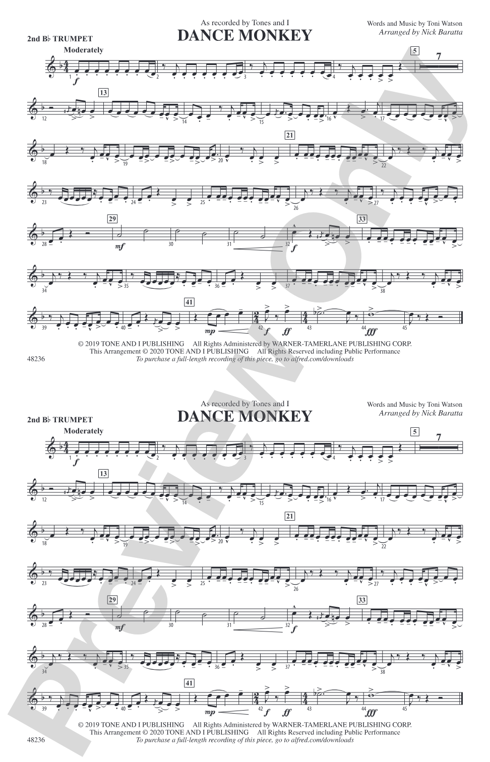 Dance Monkey: 2nd B-flat Trumpet