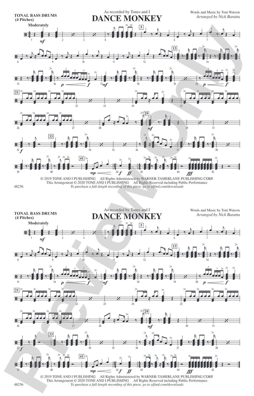 Dance Monkey: Tonal Bass Drum