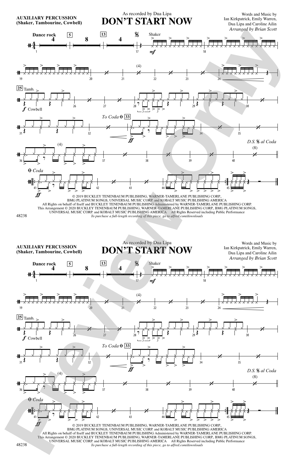 Don't Start Now: Auxiliary Percussion