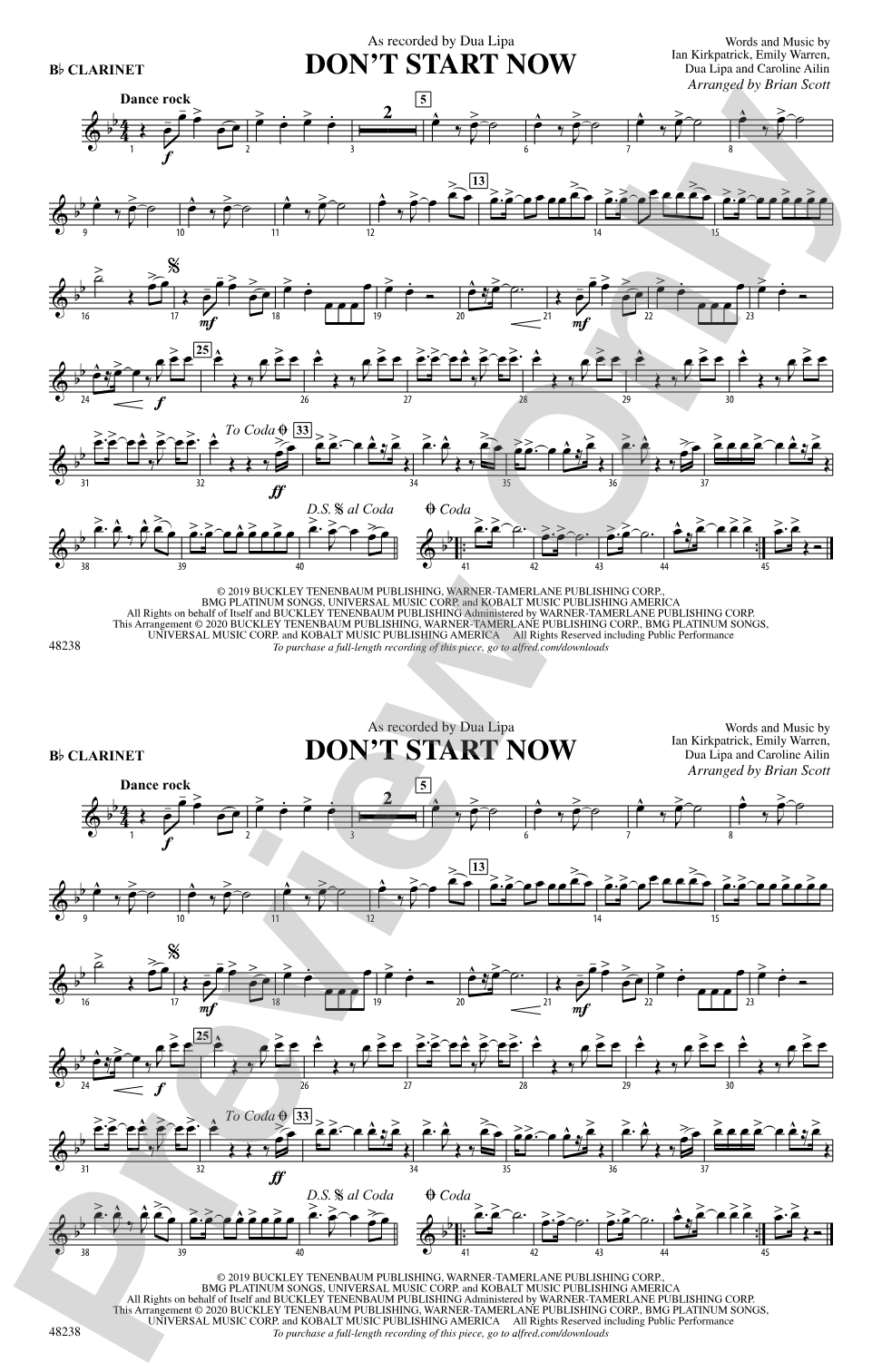 Don't Start Now: 1st B-flat Clarinet