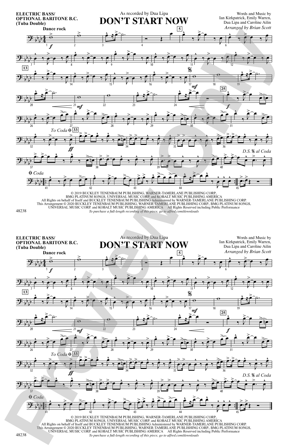 Don't Start Now: Electric Bass