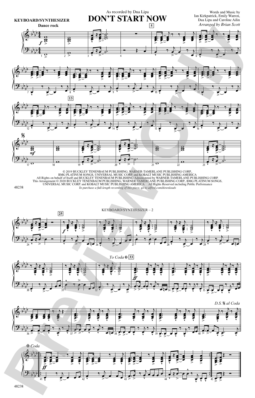 Don't Start Now: Piano Accompaniment