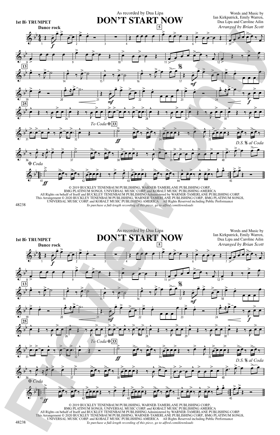 Don't Start Now: 1st B-flat Trumpet