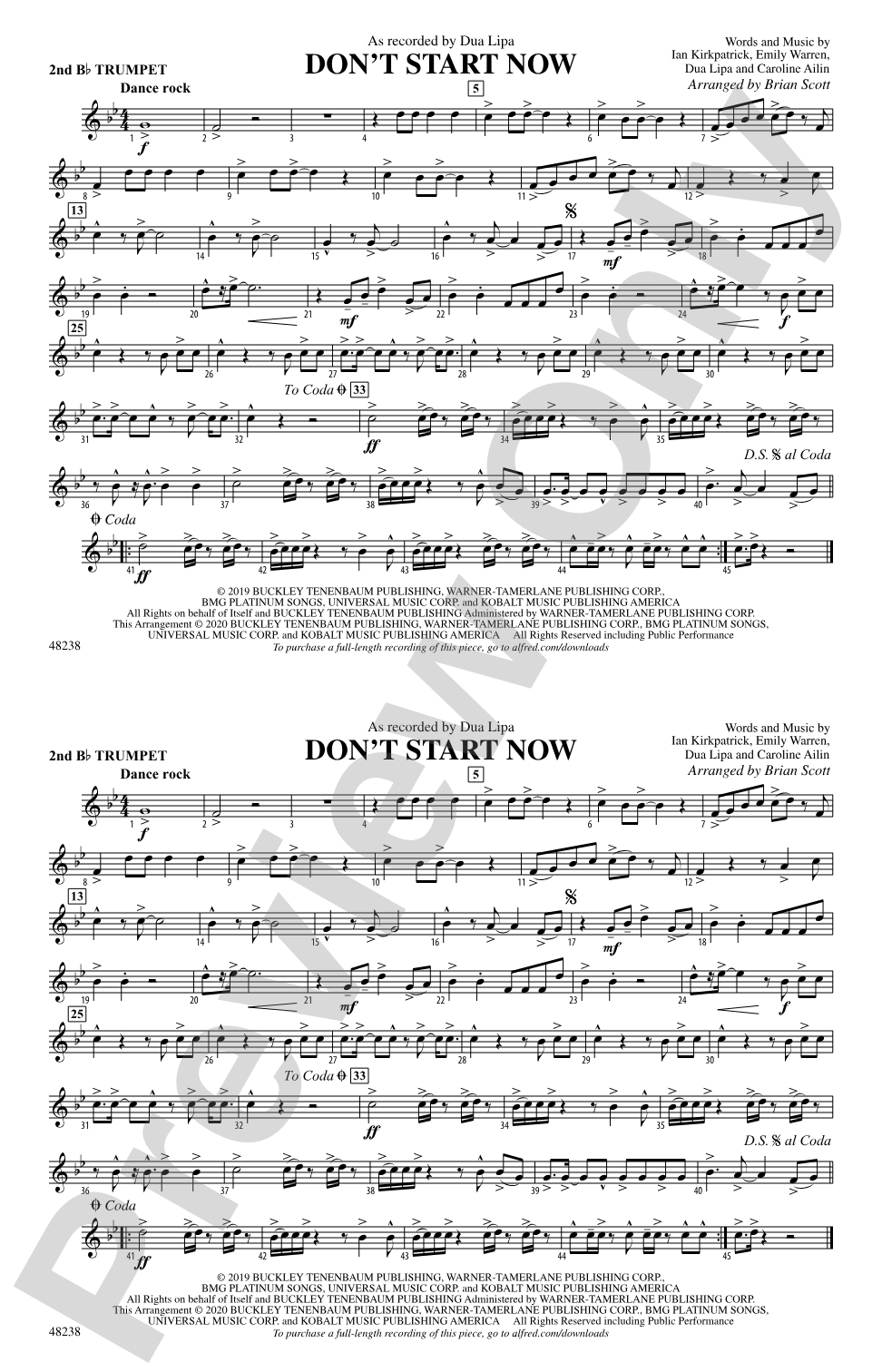 Don't Start Now: 2nd B-flat Trumpet