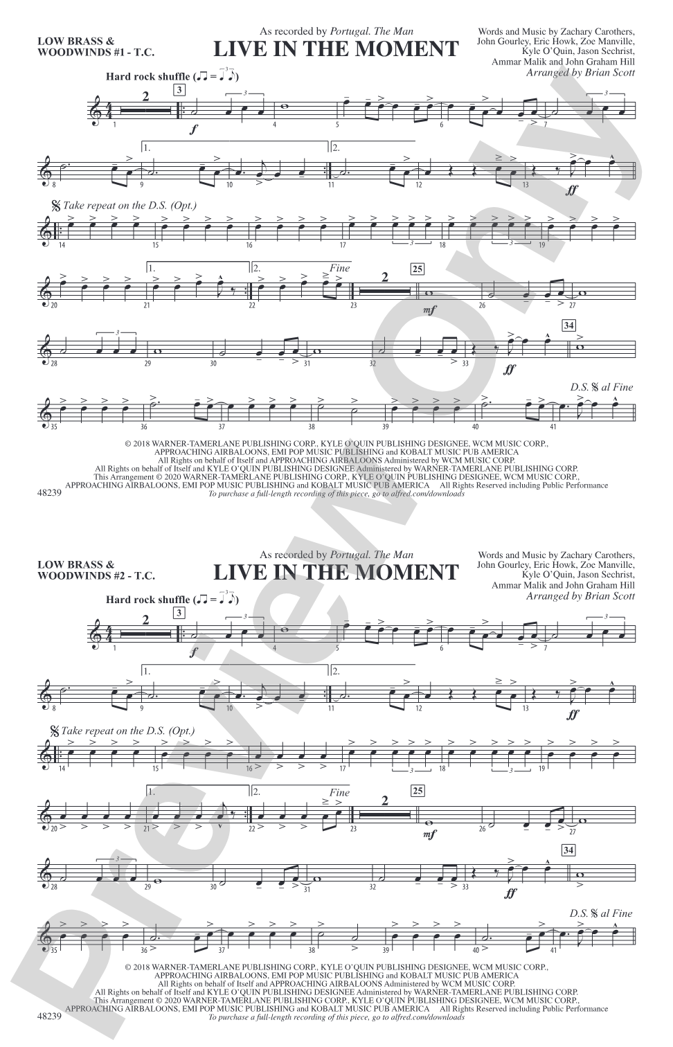 Live in the Moment: Low Brass & Woodwinds #1 - Treble Clef