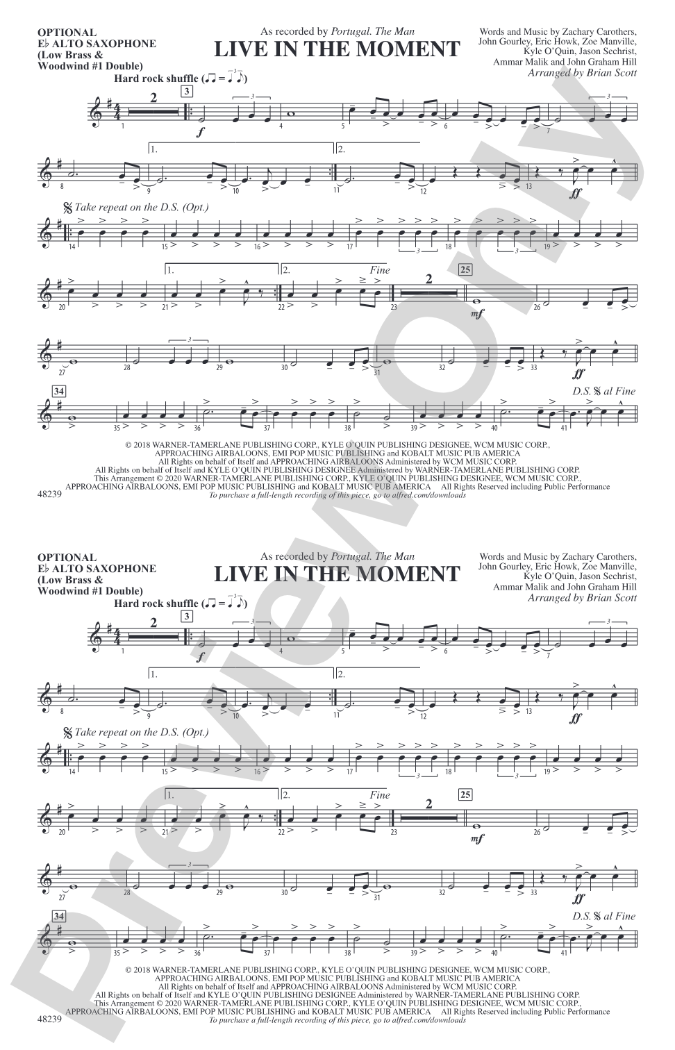 Live in the Moment: Optional Alto Sax