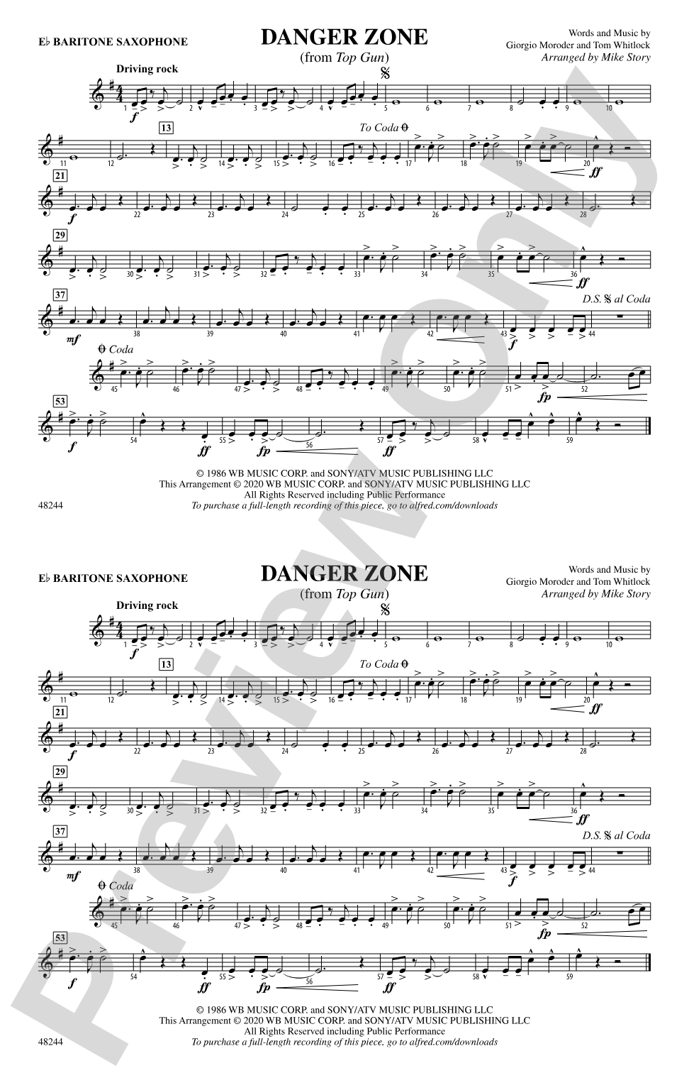 Danger Zone: E-flat Baritone Saxophone