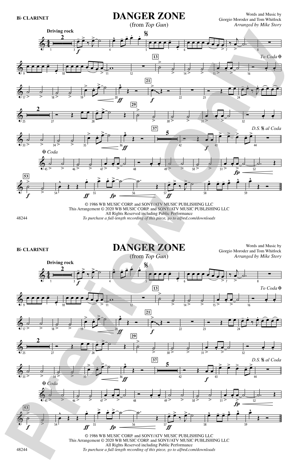 Danger Zone: 1st B-flat Clarinet