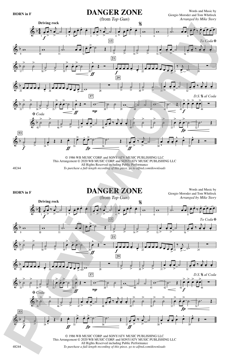 Danger Zone: 1st F Horn