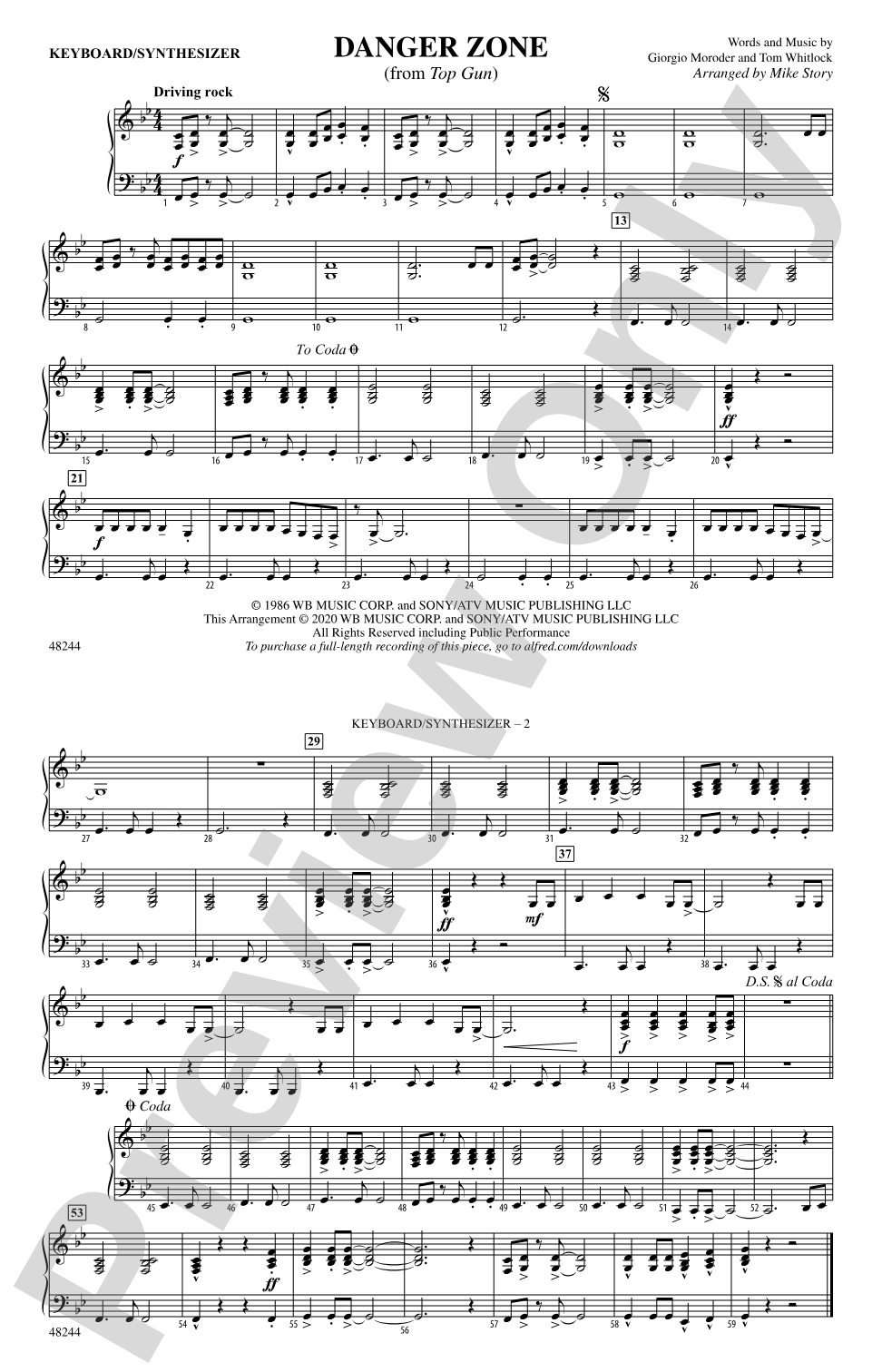 Danger Zone: Piano Accompaniment