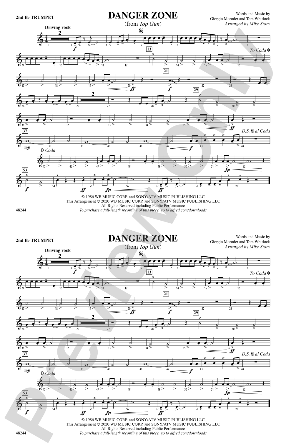 Danger Zone: 2nd B-flat Trumpet