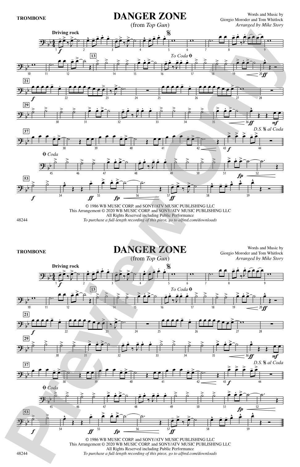 Danger Zone: 1st Trombone