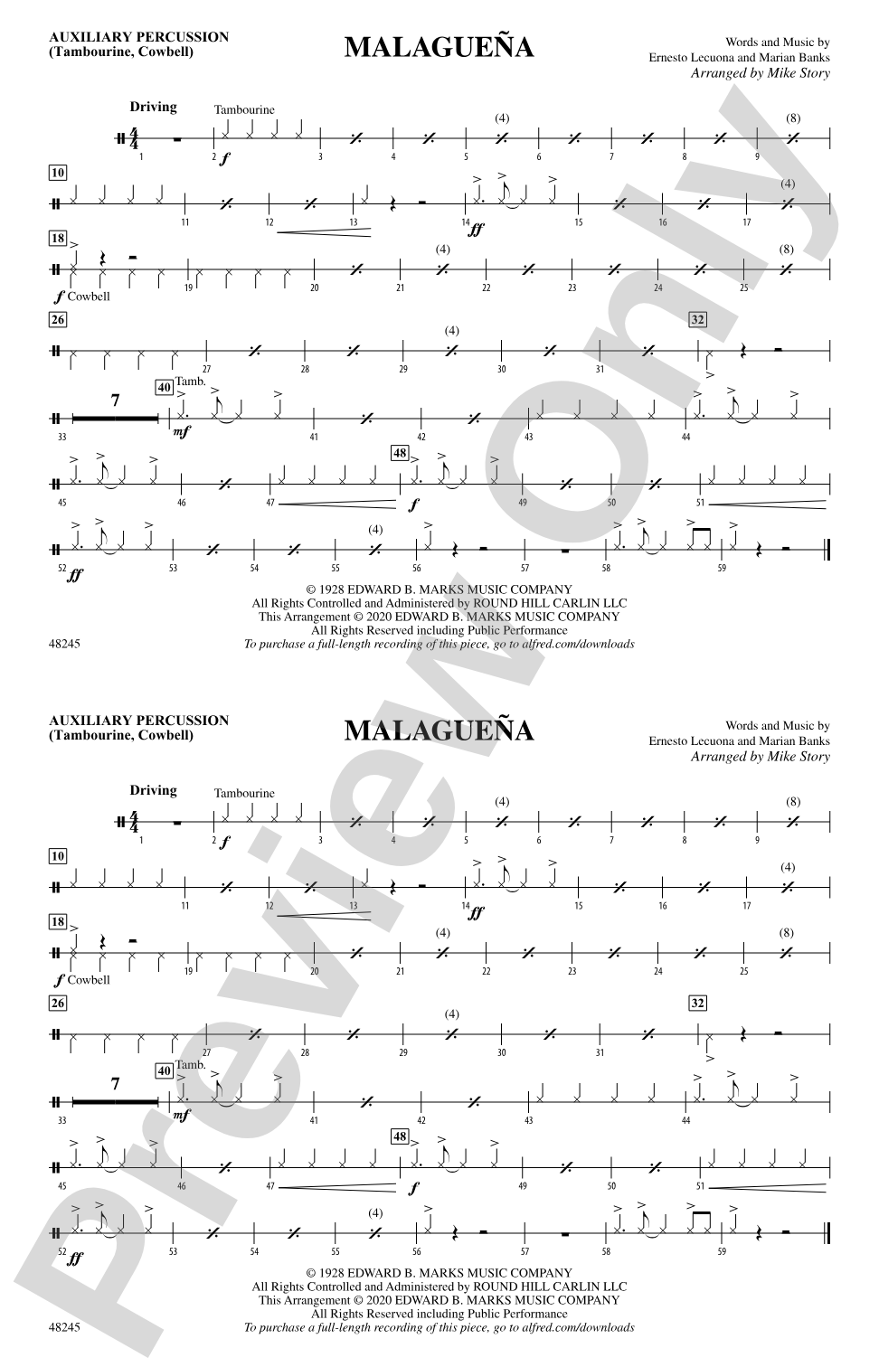 Malagueña: Auxiliary Percussion