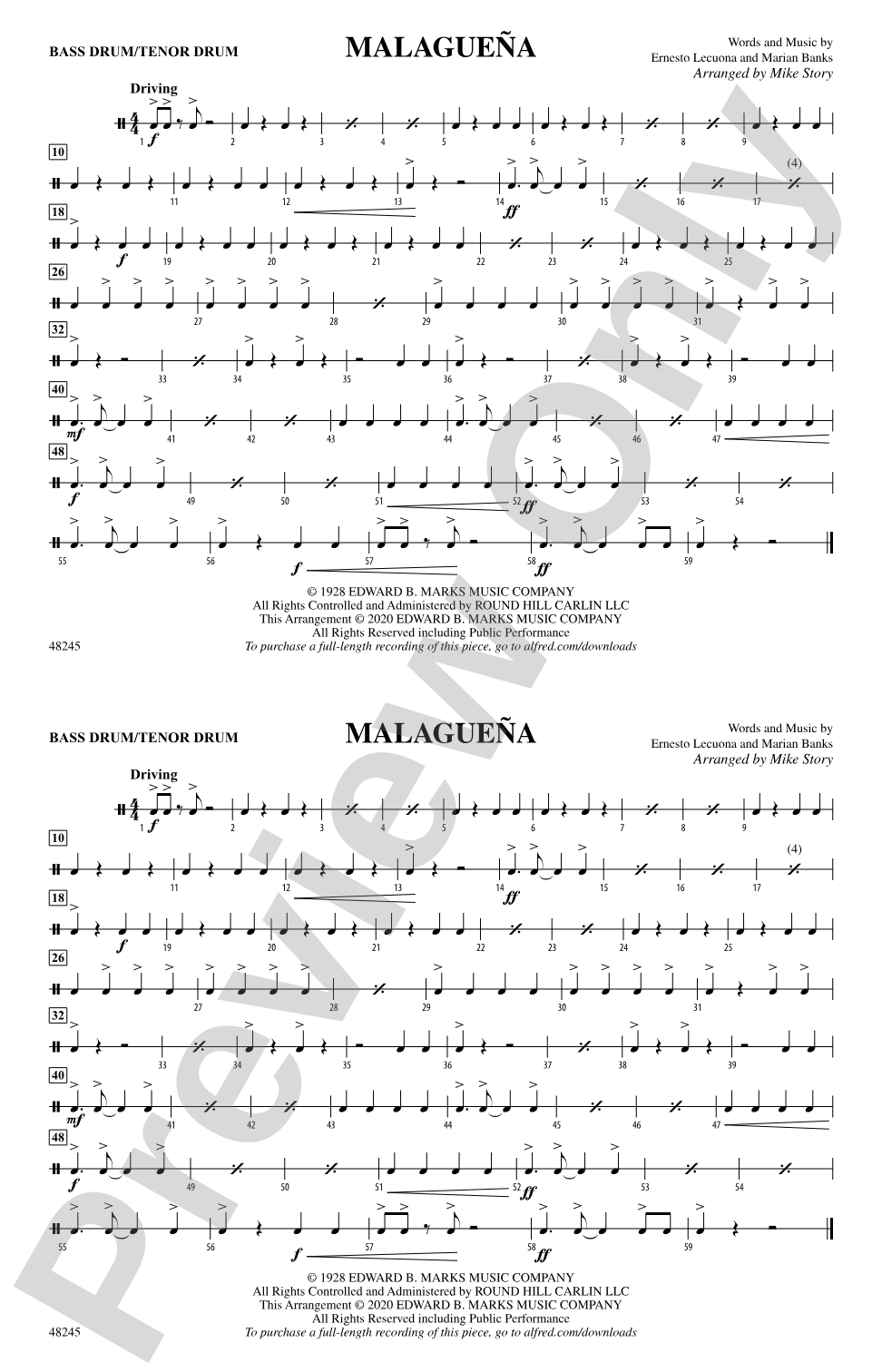 Malagueña: Bass Drum/Tenor Drum