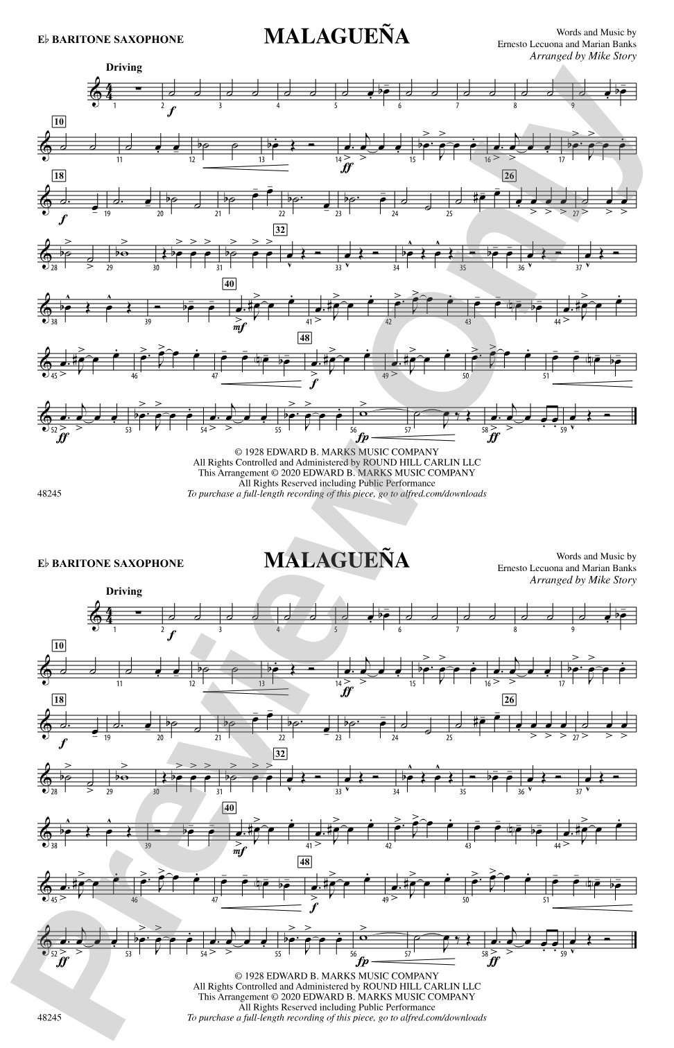 Malagueña: E-flat Baritone Saxophone