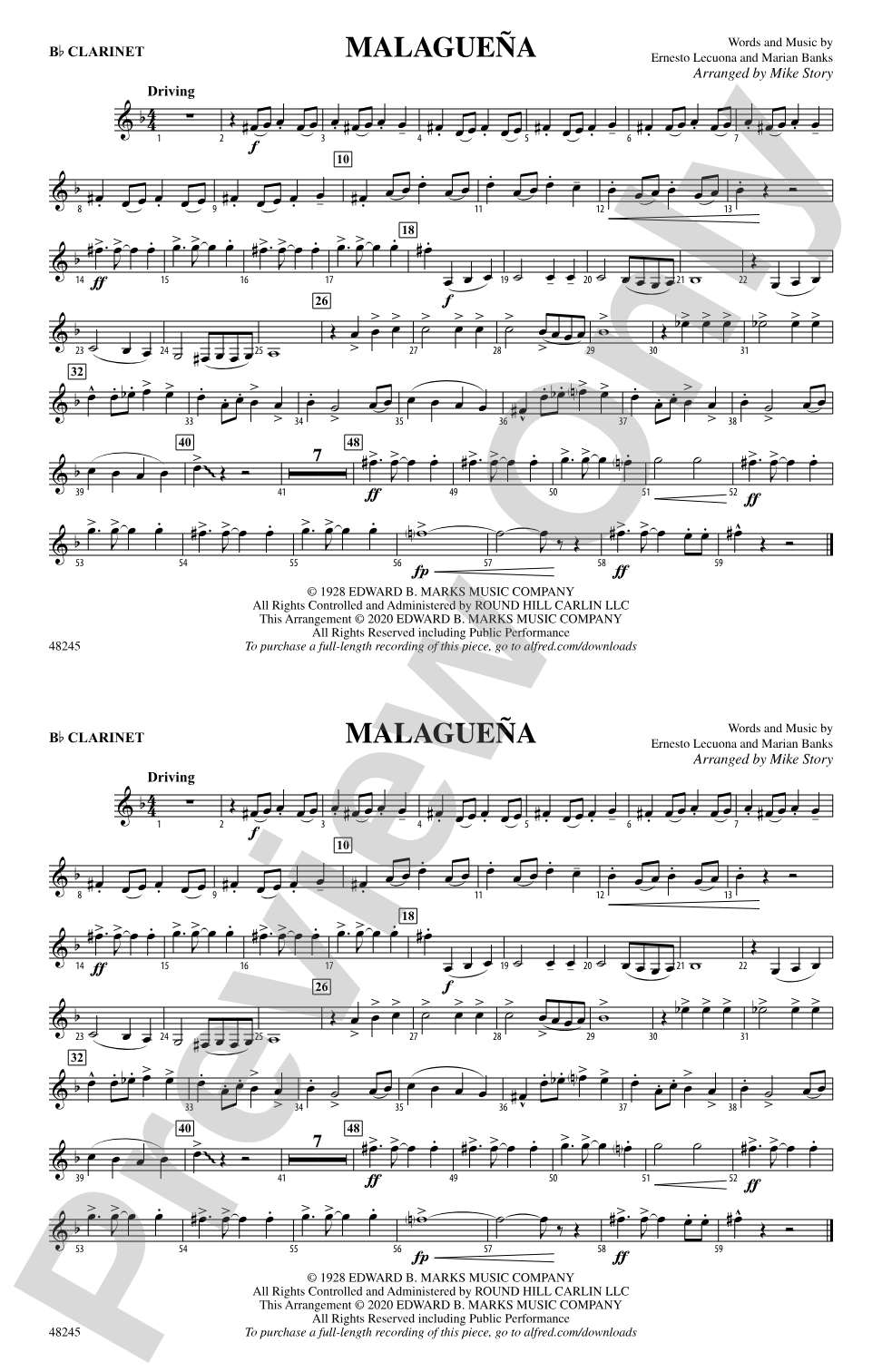 Malagueña: 1st B-flat Clarinet